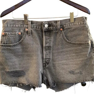 Levi 501 Women's  Distressed Denim Black Shorts Sz 32